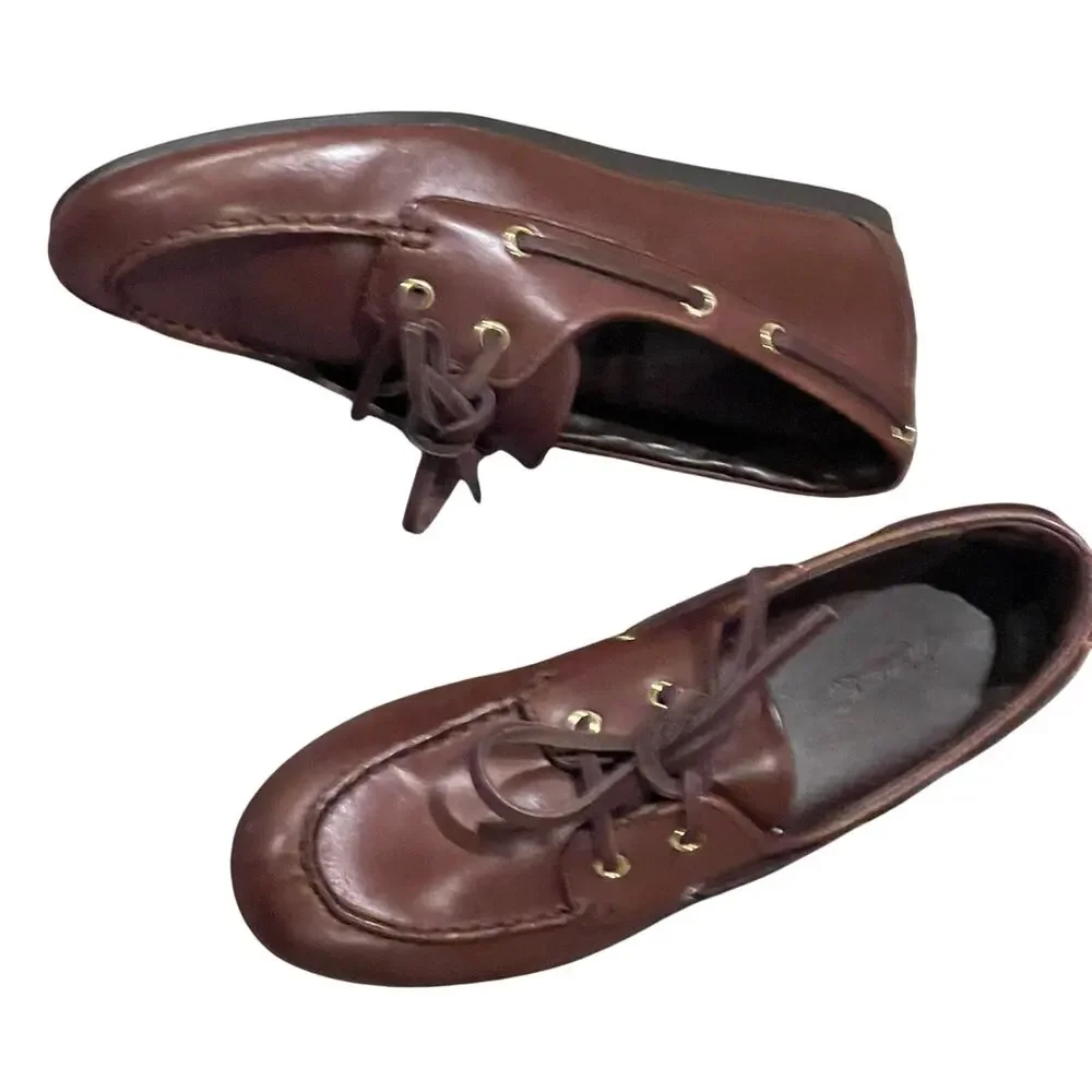 Madewell Women's The Jamie Boat Shoes Comfort Leather Cherry Wood Size 11 NWOB